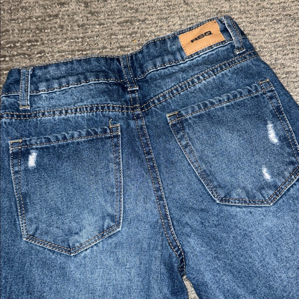 Girls Size 10 RSQ Blue Wide-Leg Jeans with Contrast Stitching
